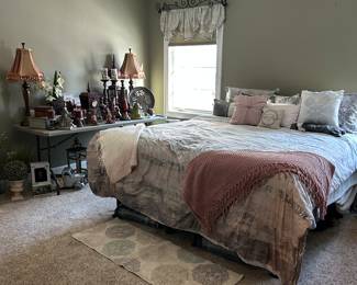 Queen Size Comforter, bed skirt, Shams and Decorative pillows 