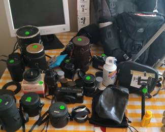 Camera equipment, Nikon bodies, Pentax, Konica, Targus,