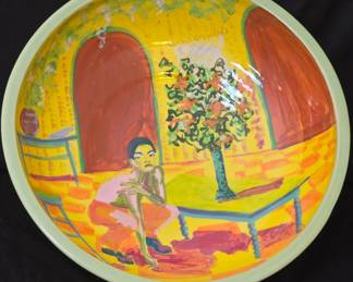 Liz Kinder 13.5" signed ceramic bowl