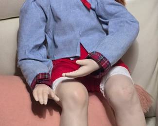 High-end doll signed Dolly RuBert - ceramic head, arms and legs. Her amber eyes have so much expression and her pouty lips make you want to give her a hug! She is adorable!