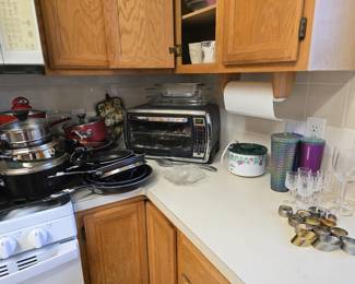 small appliances, toaster oven, sauce warmer, Pyrex