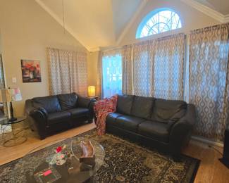 Leather 3 cushion sofa + 2 cushion loveseat.