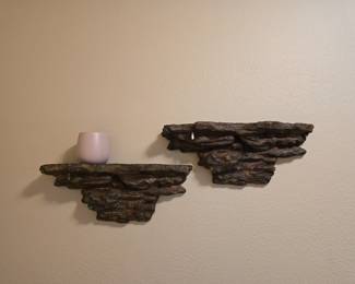 floating stone-look shelves