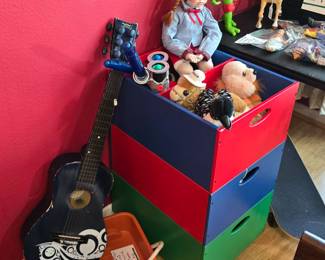 TMNT - large figurine, Star Wars light sabers, beginner guitar, child's enviro-friendly pull wagon