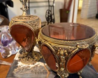 French ormoluo casket jewelry box & perfume