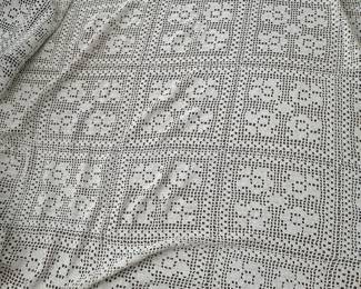 Vintage hand knit bedspread or table topper