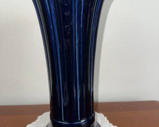 Fiesta Ware Cobalt Blue Fluted Vase Pristine Condition 9 5/8” h.   