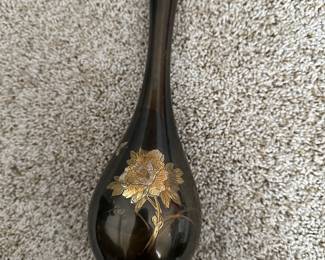 Chokin etched black vase 