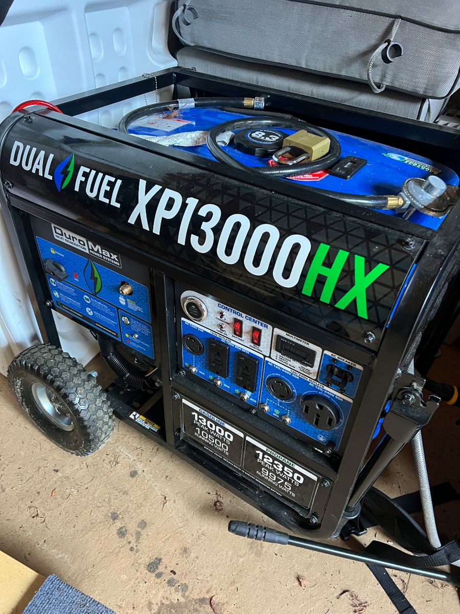 Dual Fuel  P13000HX Generator with large 50ft/50 amp house power cable