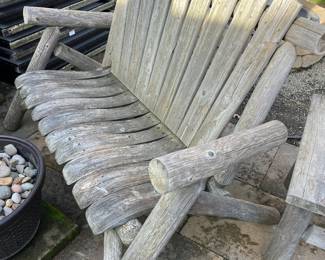 Log outdoor patio bench