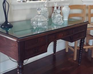 Stunning Empire Mahogany Antique Desk! Circa 1830! with Barley Ywist Legs!