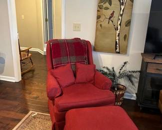 Chair and ottoman, bird pics