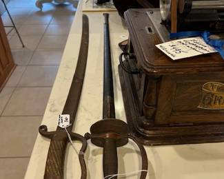civil war era swords with scabbards and musicians sword