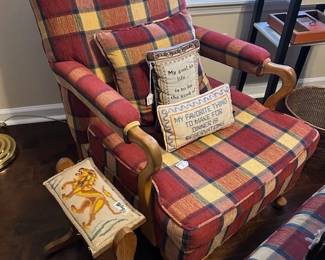 plaid chairs with ottoman,