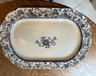 1800's blue and white large platter