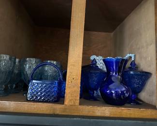 Tons of cobalt blue glass