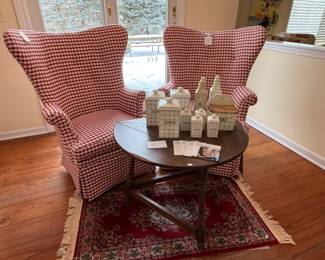 Checkered Wingback Chairs, Staffel Canisters