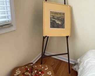 Picnic Basket, Easel, J. Parker Lithograph
