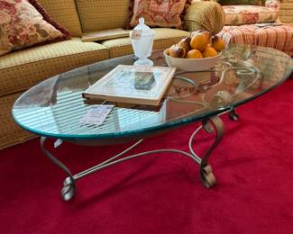 Glass and Metal Oval Cocktail Table, Fenton Bicentennial Candy Dish, Laura Ashley At Home Hardcover