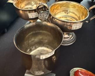 Sterling Cups,  Gorham Sterling and Glass Bowl