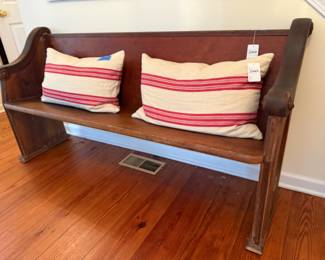 Pair of Pottery Barn Pillows,Antique Church Pew (W.L.)