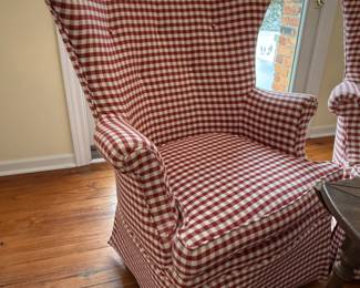 Checkered Wingback Chair