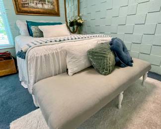 Lillian August upholstered Bench
Queen Mattress. 