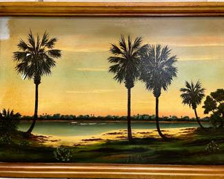 #1 Alderman Painting 
- Florida Palm Tree and Water Scene  