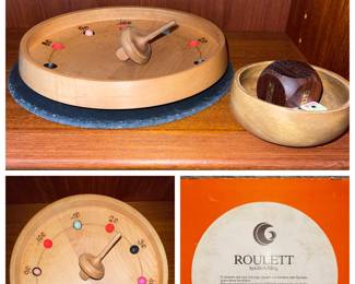 Vintage German Roulette game board with Dreidel, Balls, & Box 