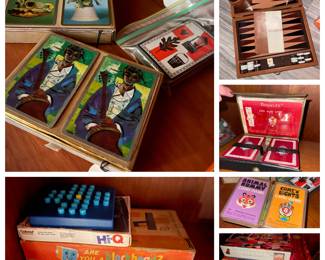 Vintage Playing Cards, Games, and puzzles 
Hi-Q Blockhead Crazy Eights Animal Rummy Royalty Word Game Magnetic Backgammon