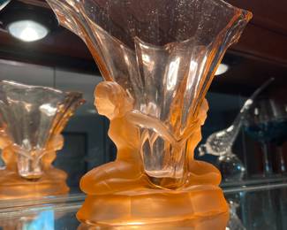 Walther & Sohne "Windsor" Vase featuring 2 nudes in Oralit cloud glass
1930s