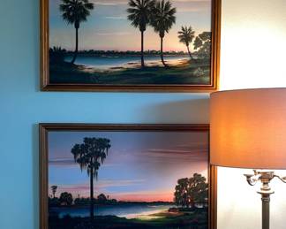 Vintage Original Highwaymen Style Paintings by Alderman
- Florida Palm Tree and Water Scene  
- Floria Waters Edge Scene 