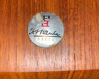 Detail pic, Peter Hvidt, Orla Molgaard Minerva Coffee Table with lower cane floating shelf France & Son