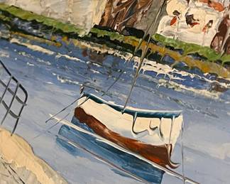 Detail pic, MCM Impressionist Impasto Italian Seaside Villa 
signed by Camprio 
Overall: 15.25x17.25
Image: 8x10