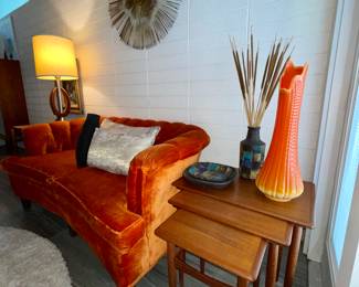 - Poul Hundevad Teak Nesting tables 
- 1of2 Large Flame Swung glass vase 24"