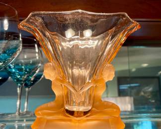 Walther & Sohne "Windsor" Vase featuring 2 nudes in Oralit cloud glass
1930s