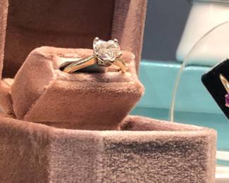 14k ring heart diamond