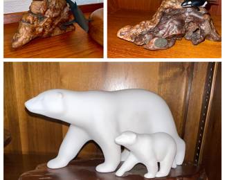 John Perry Sculptures 2019 & 2014
Polar Bears Black Sharks Orcas 
Signed. Year. Tag. 