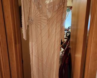 Back of elegant pristine beaded dress