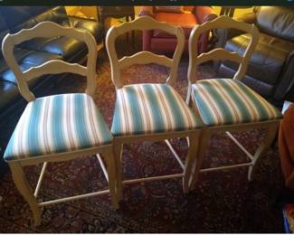 3 apolstered French Bar Stools