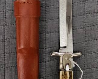 HOFFRITZ SOLINGEN GERMANY STAG SUPER SS FOLDER HUNTING KNIFE W SHEATH - $275