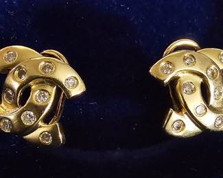Chanel 14k gold diamond earrings - $650