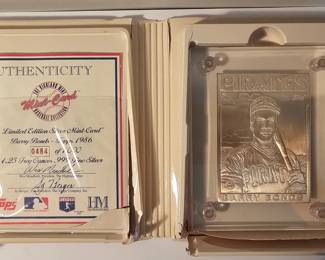 Highland Mint Mint-Card Limited Edition (484 of 1,000) 1986 Barry Bonds Topps .999 silver baseball card 4.25 toz - $200