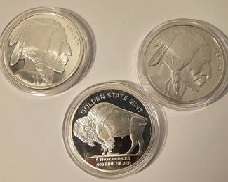 5 toz .999 silver buffalo rounds - $175 each