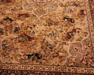 Persian Hunting Rug 8 x 8 x 12
There is a round hold on one of the ends, so we put 150.00, as is!!! It's a really nice rug!