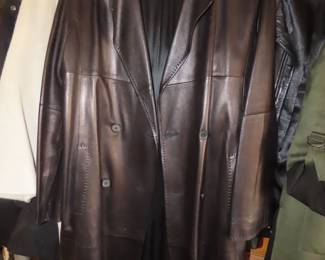Max Mara full length leather coat.