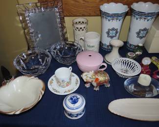 Lenox, Herend, Waterford, Delft, Orrefors, Belleek.