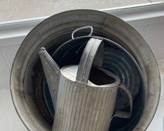 Metal wash tubes and watering can 