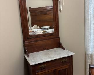 Victorian Eastlake marble top dresser 