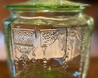 Anchor Hocking uranium glass biscuit jar.